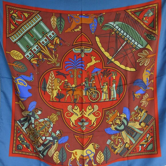 HERMES Carre 90 PERSEPOLIS Scarf multicolor silk
